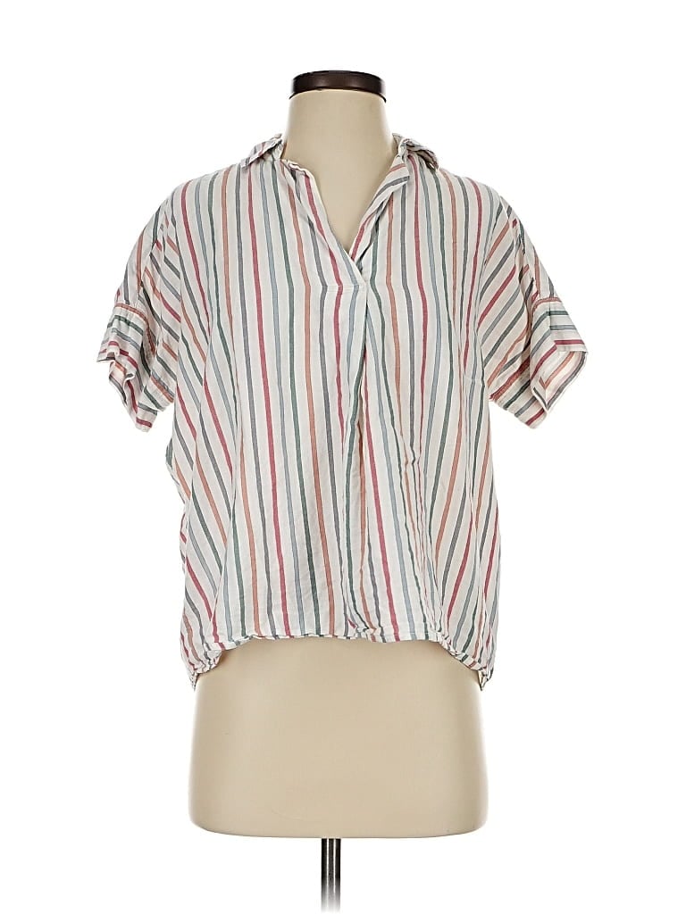Pre-owned Madewell Short Sleeve Blouse In White