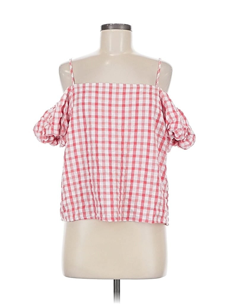 Pre-owned New York And Company Short Sleeve Top Red Cold Shoulder Neckline Tops