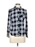 Cotton Express 100% Rayon Plaid Blue Long Sleeve Button-Down Shirt Size L - photo 1