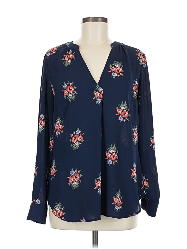 Pre-owned Soho Jeans New York & Company Long Sleeve Blouse In Blue