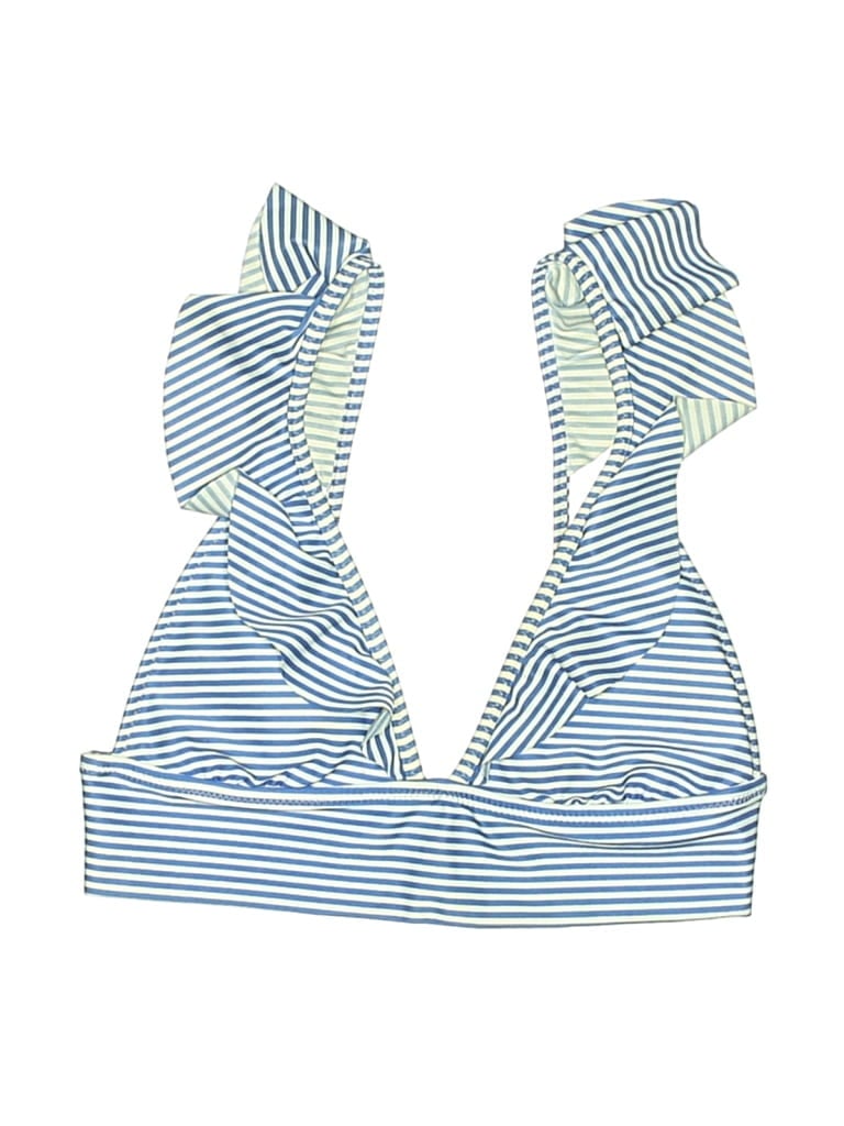 Pre-owned Aerie Swimsuit Top Blue Stripes Pattern Swimwear