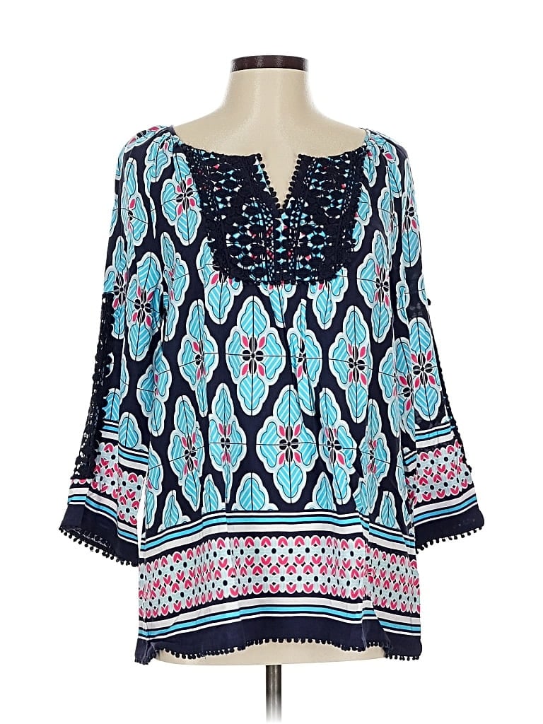 Pre-owned Crown & Ivy 3/4 Sleeve Blouse In Blue