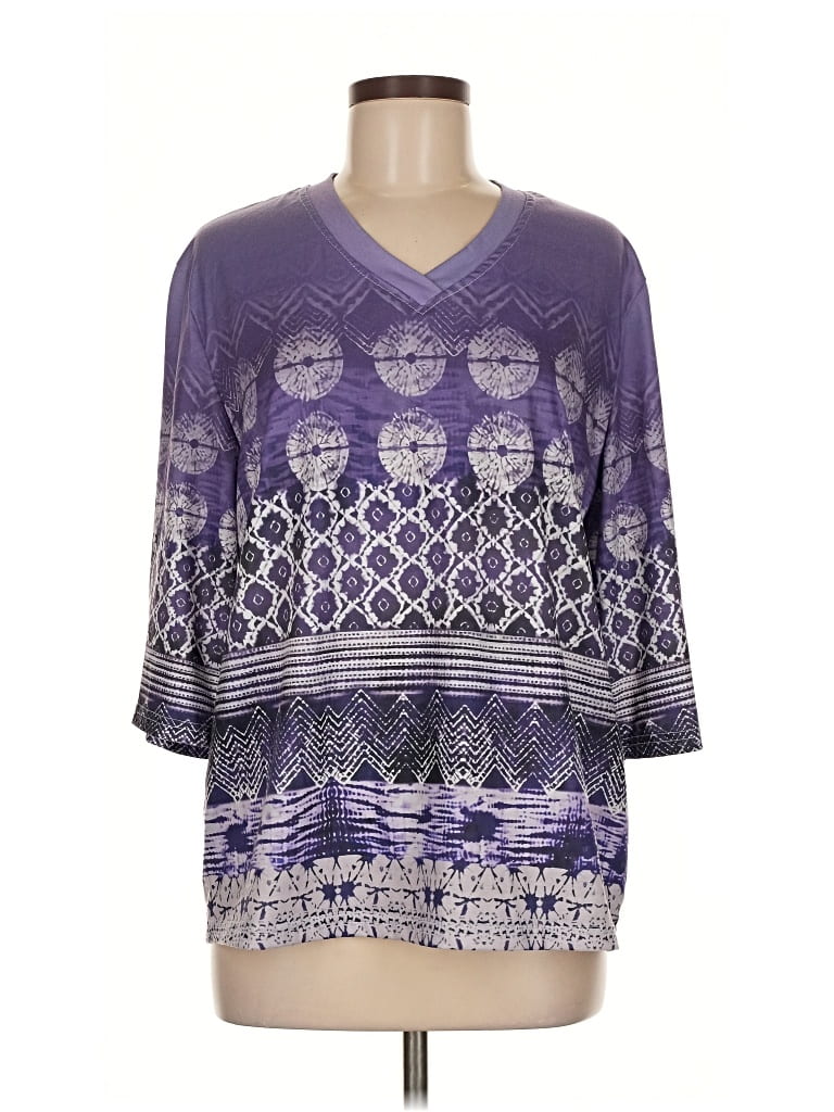 Pre-owned Unbranded 3/4 Sleeve T-shirt In Purple