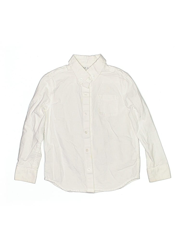 Pre-owned Janie And Jack Kids' Long Sleeve Button Down Shirt In White