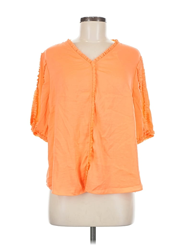 Pre-owned Chico's Short Sleeve Blouse In Orange