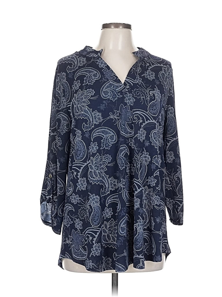 Pre-owned Dear Scarlett 3/4 Sleeve Blouse In Blue