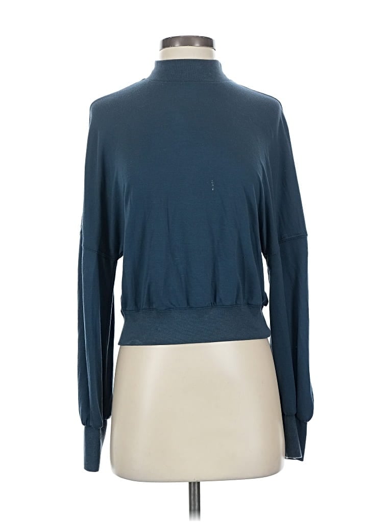 Pre-owned Fabletics Long Sleeve Top Teal Turtleneck Tops In Blue