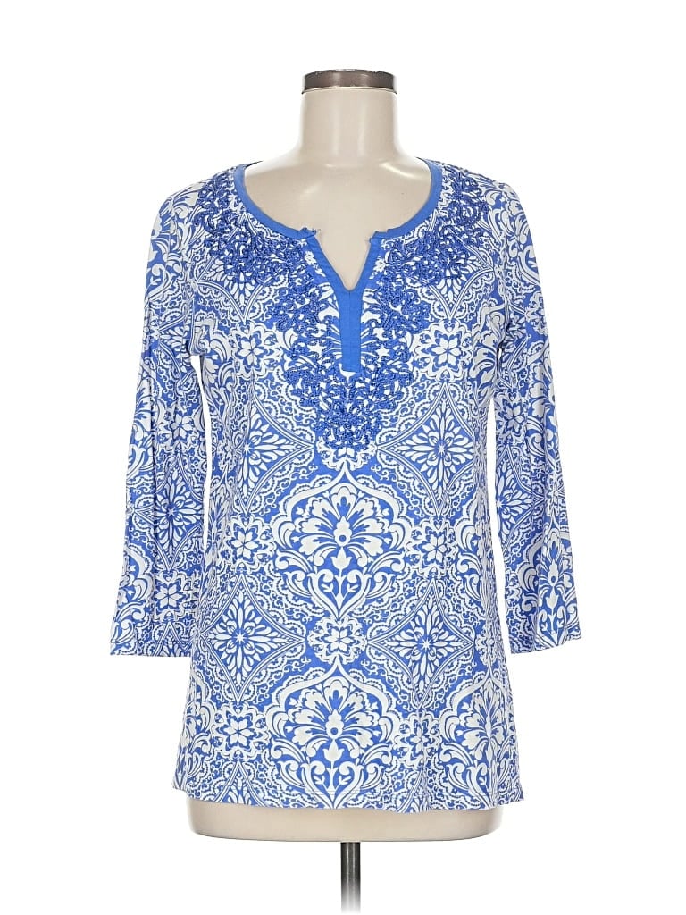 Pre-owned Charter Club 3/4 Sleeve Blouse In Blue