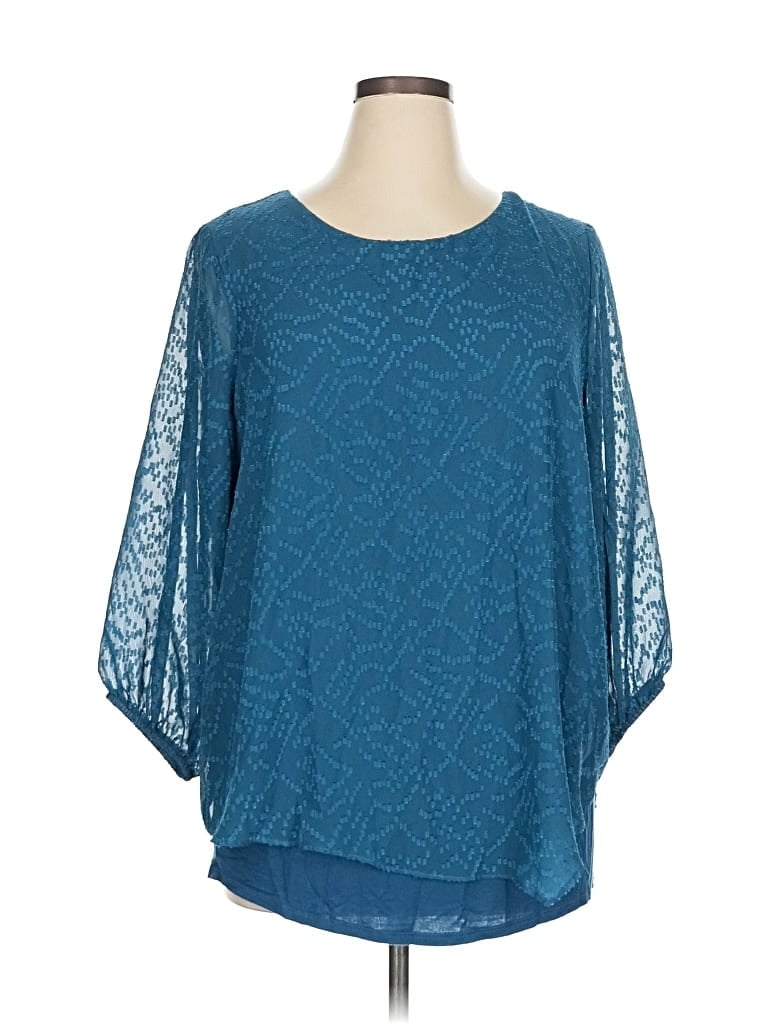 Pre-owned Ab Studio 3/4 Sleeve Blouse In Blue