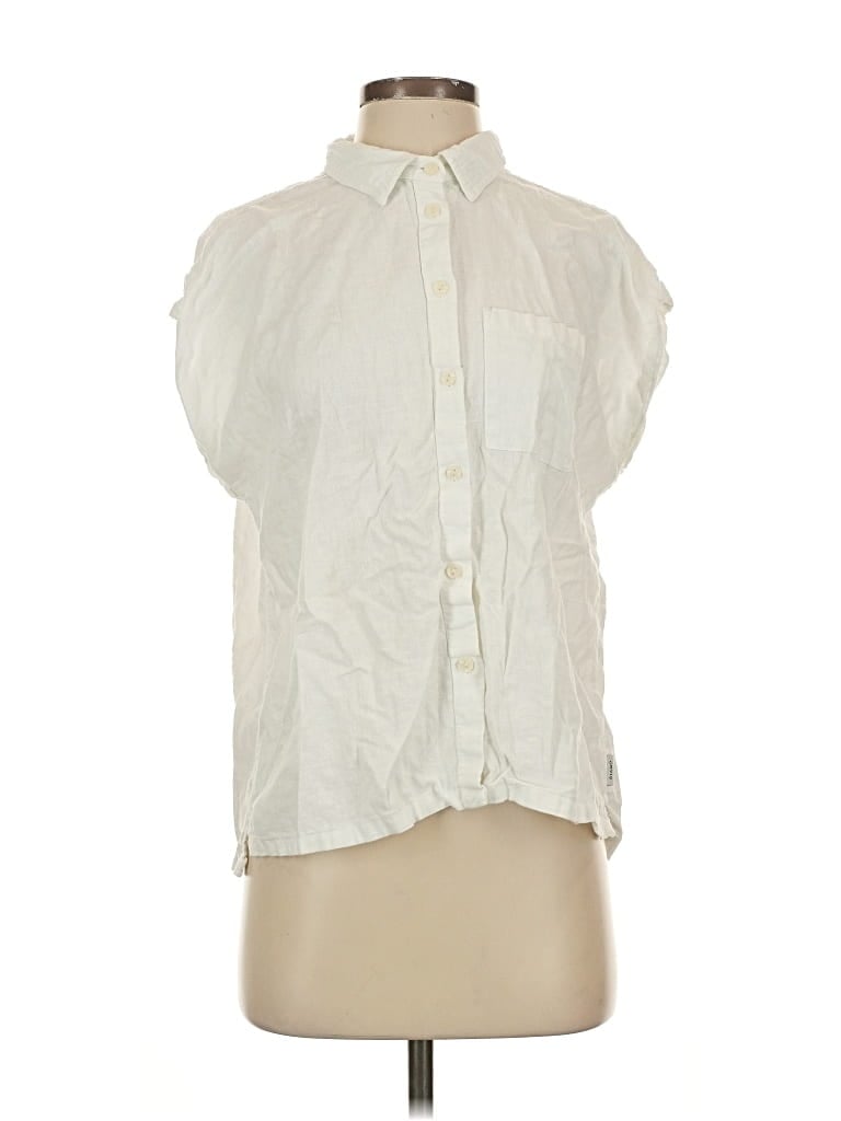 Pre-owned Orvis Sleeveless Button Down Shirt In White
