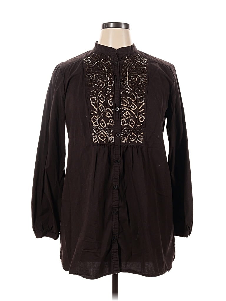 Pre-owned Chico's Long Sleeve Blouse In Brown