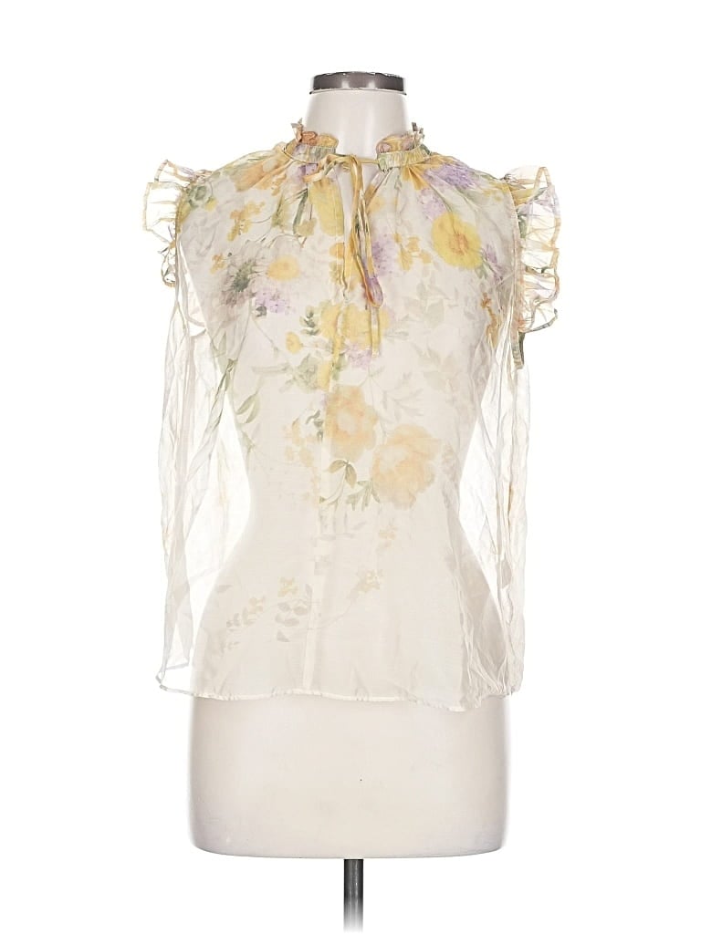 Pre-owned Peach Sleeveless Blouse In White