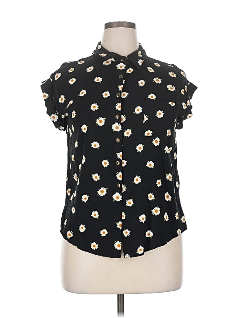 Pre-owned Belle Du Jour Short Sleeve Blouse In Black