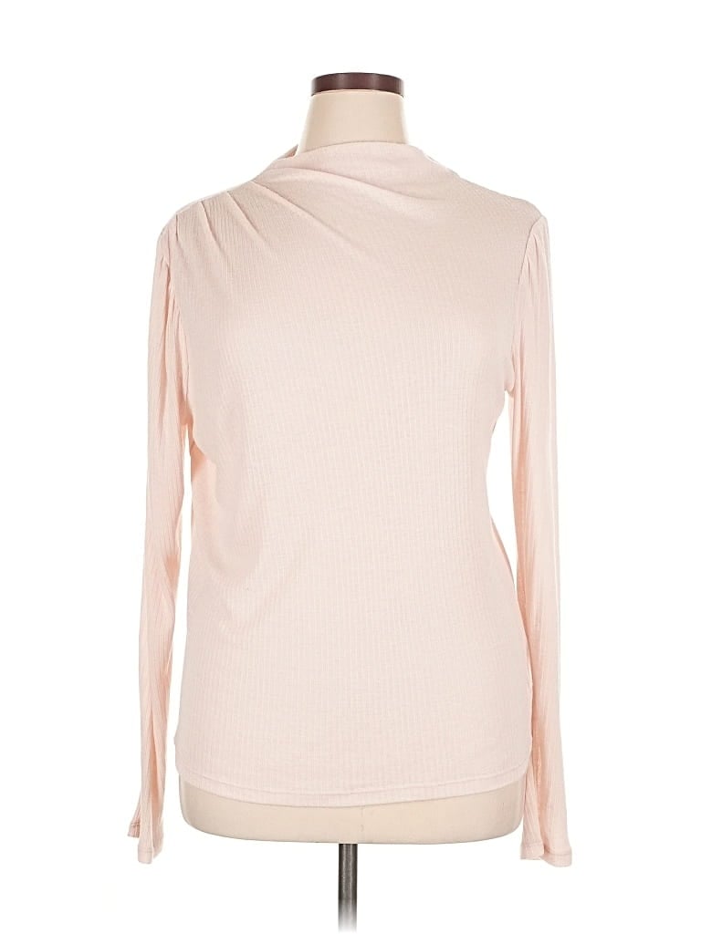 Pre-owned Express Outlet Long Sleeve Top Ivory One Shoulder Neckline Tops In White