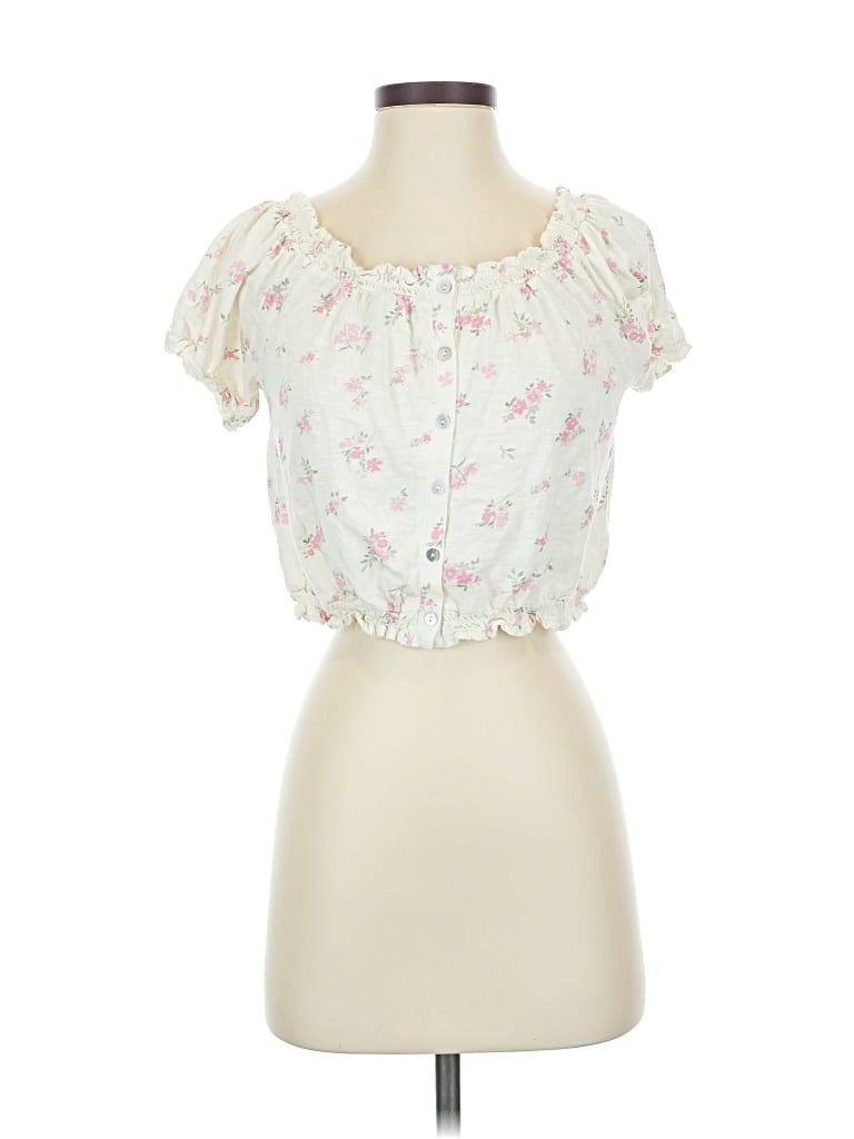 Pre-owned Lucky Brand Short Sleeve Blouse In White