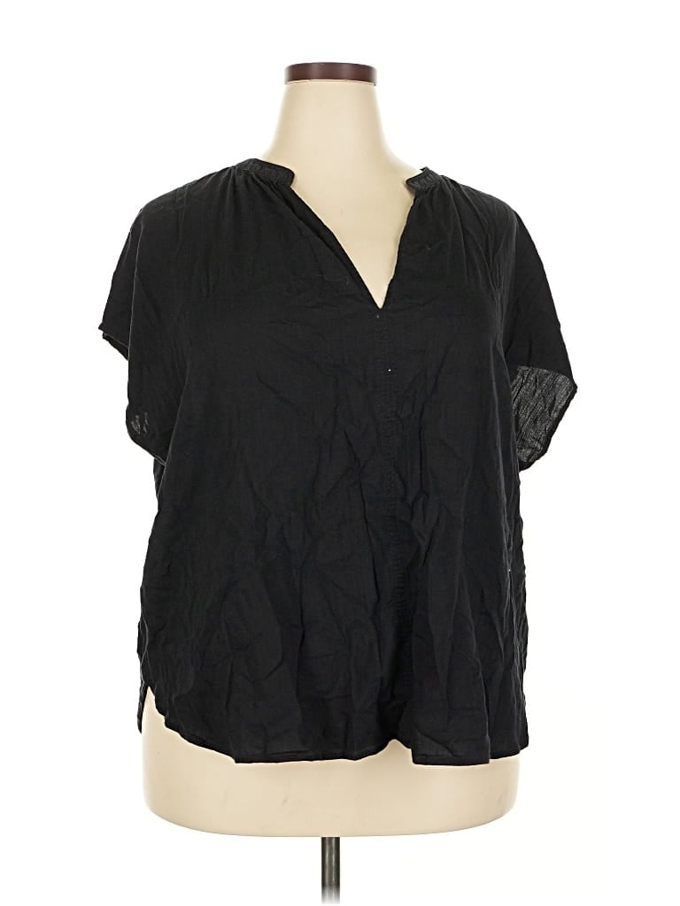 Pre-owned H&m Short Sleeve Blouse In Black
