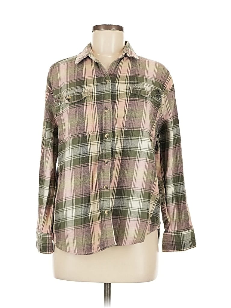 Pre-owned Old Navy Long Sleeve Button Down Shirt In Green