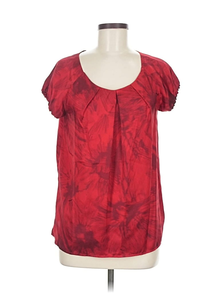 Pre-owned Michael Michael Kors Short Sleeve Silk Top Red Scoop Neck Tops