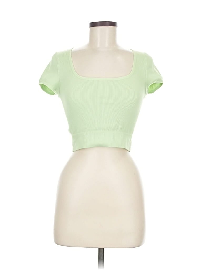 Pre-owned Wild Fable Short Sleeve Top Green Sweetheart Neckline Tops