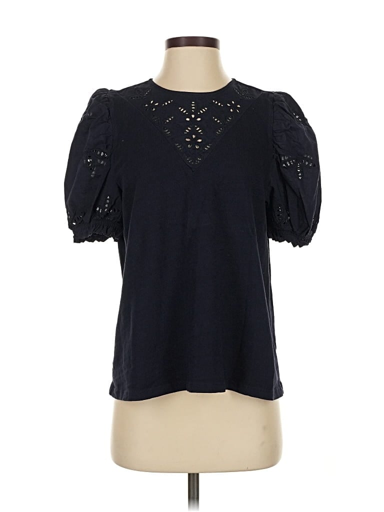 Pre-owned Ann Taylor Loft Short Sleeve Blouse In Black