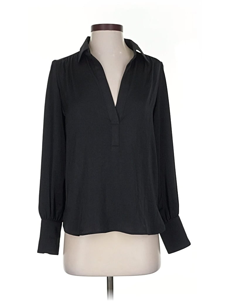 Pre-owned Banana Republic Factory Store Long Sleeve Blouse In Black