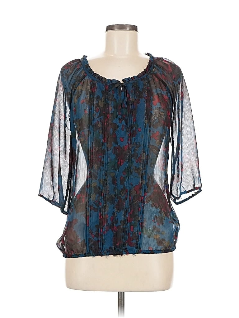 Pre-owned Express 3/4 Sleeve Blouse In Blue