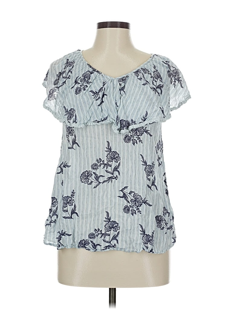 Pre-owned Knox Rose Short Sleeve Blouse In Blue