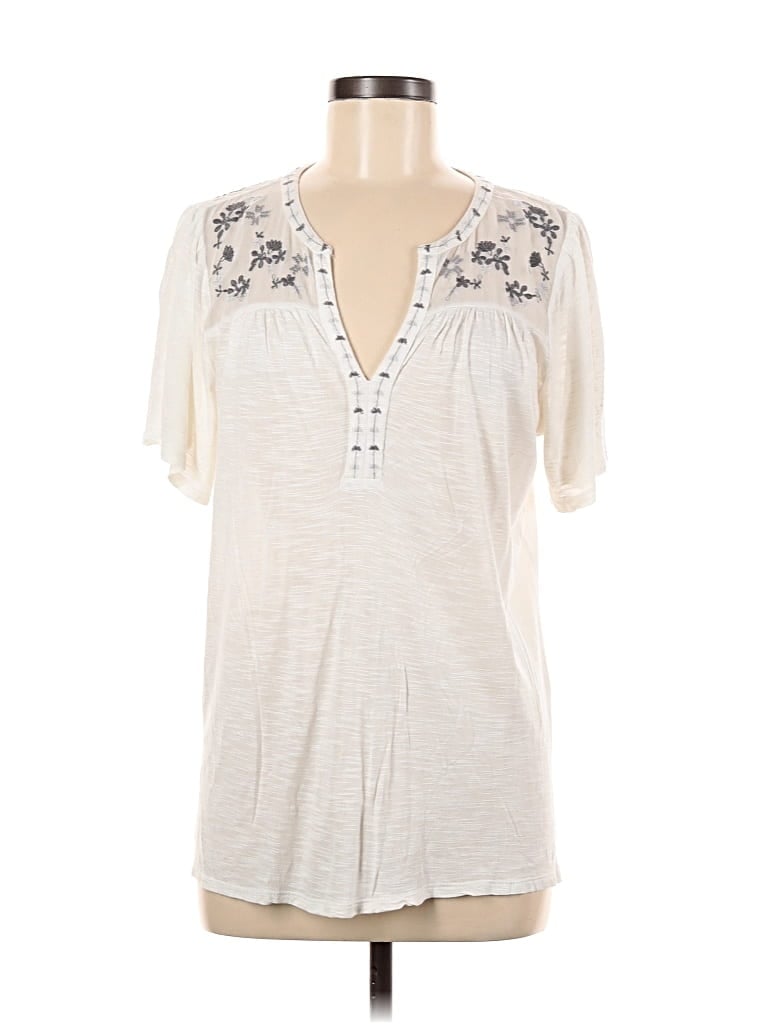 Pre-owned Lucky Brand Short Sleeve Blouse In White