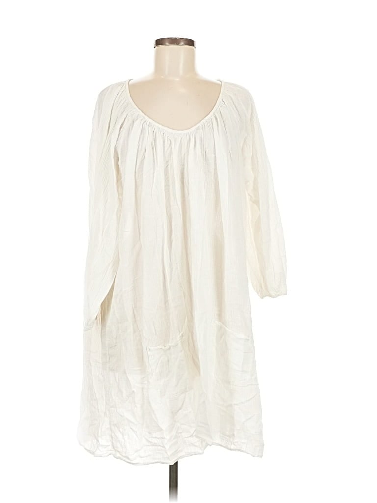 Pre-owned 9 Seed 3/4 Sleeve Top Ivory Square Neckline Tops In White