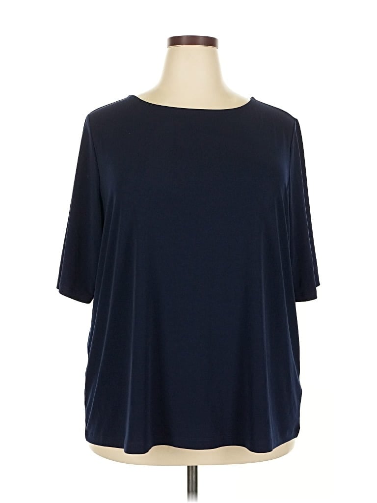 Pre-owned Susan Graver 3/4 Sleeve T-shirt In Blue