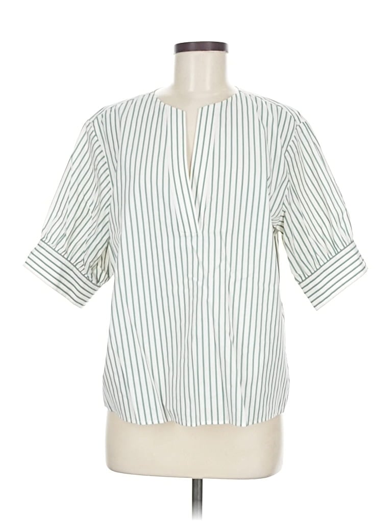 Pre-owned Frame Short Sleeve Blouse In Green