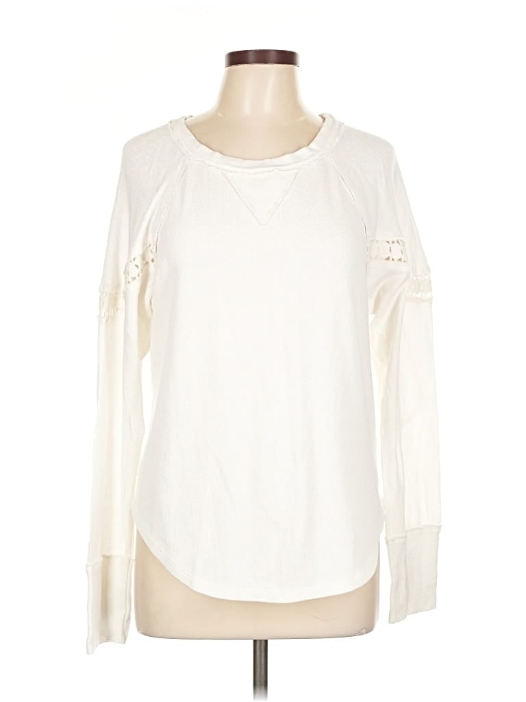 Pre-owned We The Free Long Sleeve Top Ivory Crew Neck Tops In White