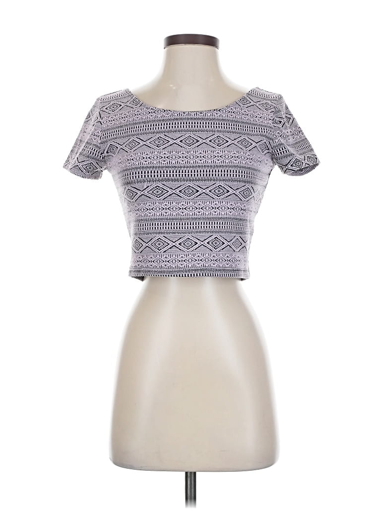 Pre-owned Divided By H&m Short Sleeve Top Gray Square Neckline Tops