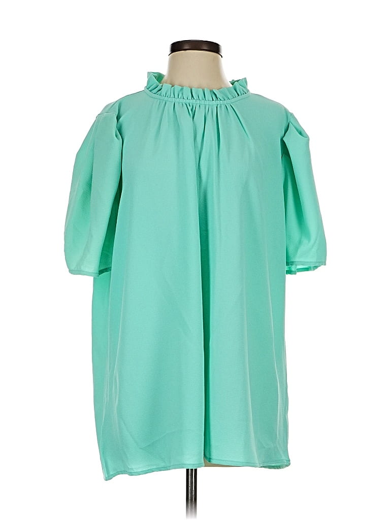 Pre-owned Haptics 3/4 Sleeve Blouse In Green