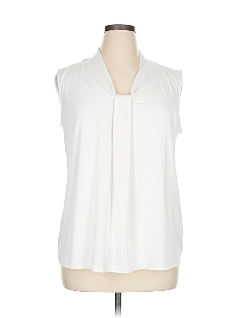 Pre-owned Dana Buchman Sleeveless Blouse In White