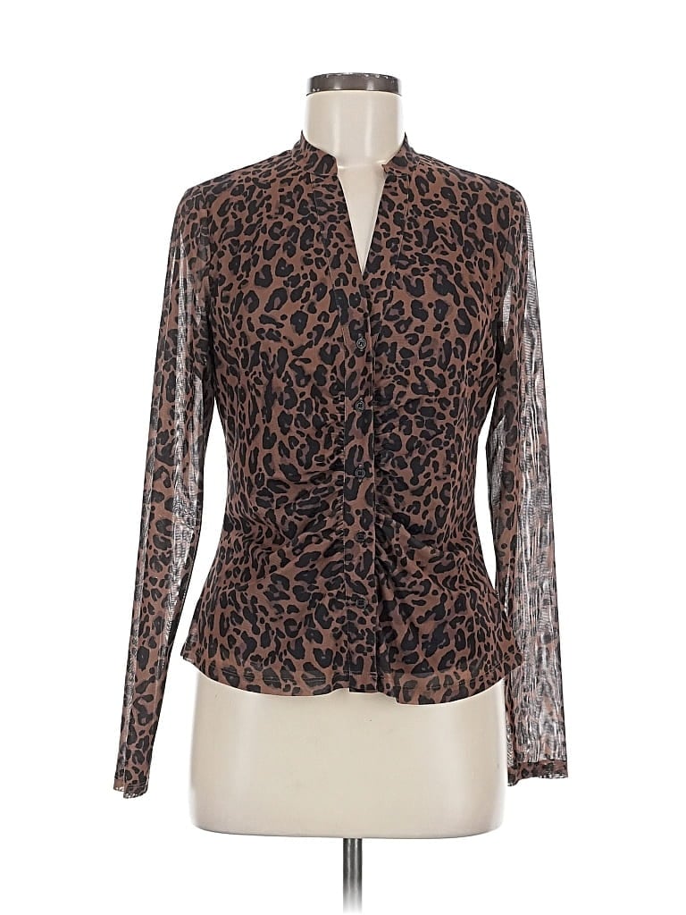Pre-owned Les Serein Long Sleeve Blouse In Brown