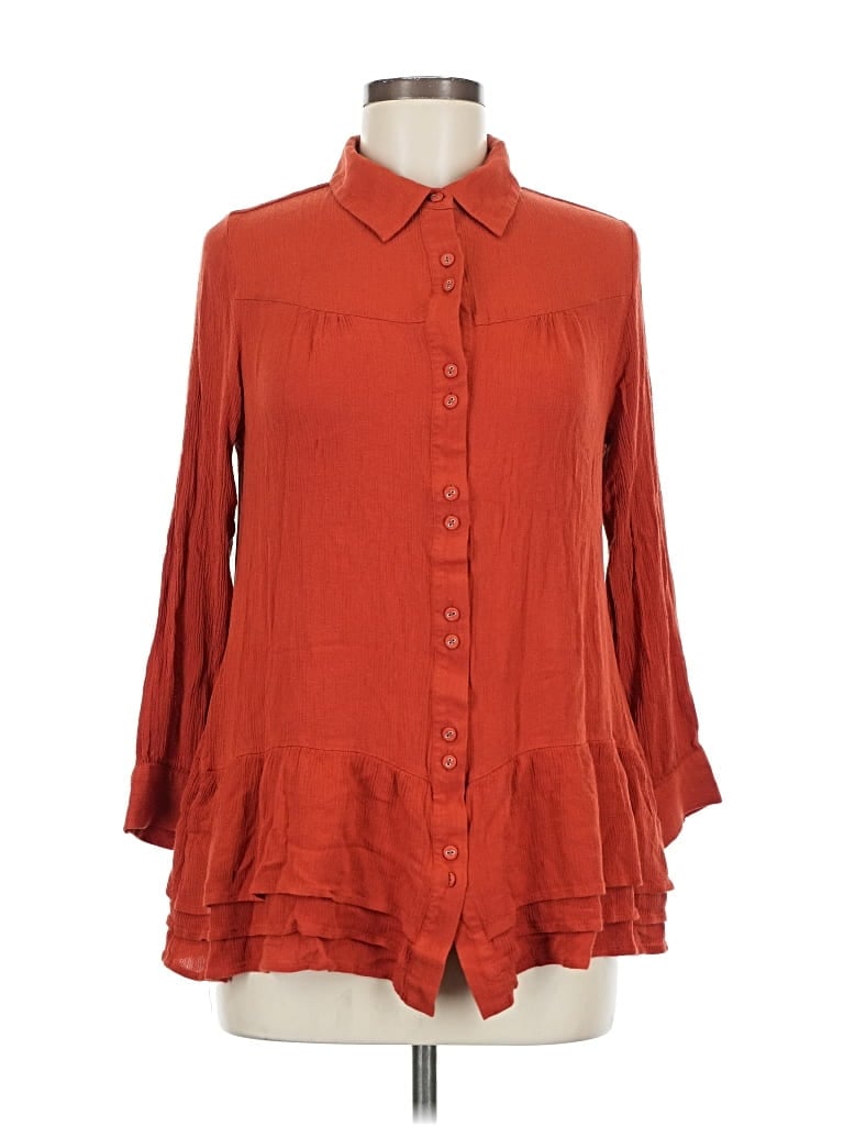 Pre-owned Soft Surroundings 3/4 Sleeve Blouse In Orange