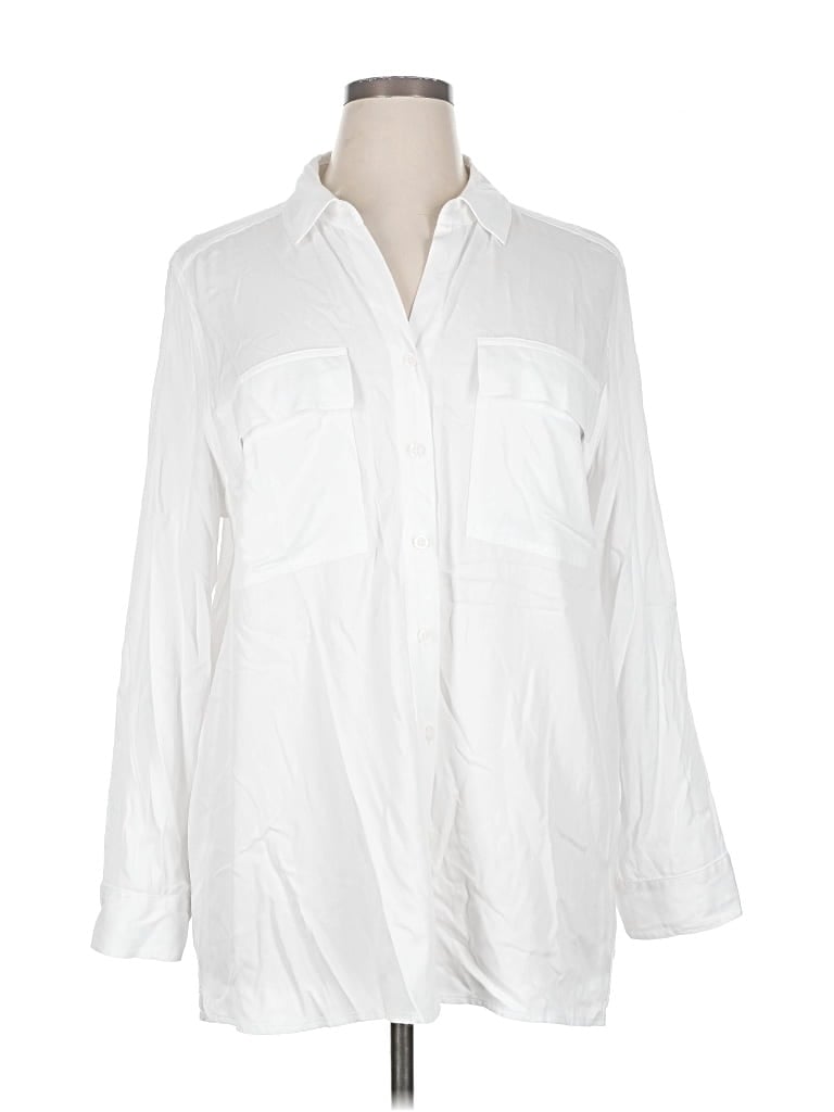 Pre-owned Simply Vera Vera Wang Long Sleeve Button Down Shirt In White