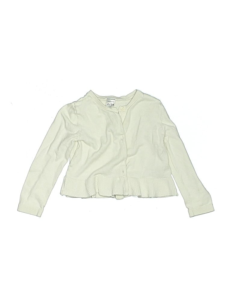 Pre-owned Carter's Kids' Cardigan Sweater In White