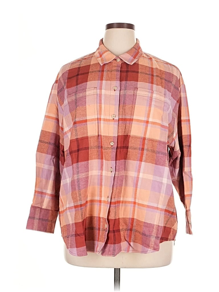 Old Navy 3/4 Sleeve Button Down Shirt In Pattern