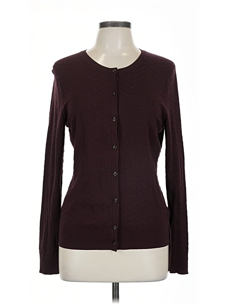 Pre-owned Ann Taylor Cardigan Sweater In Burgundy