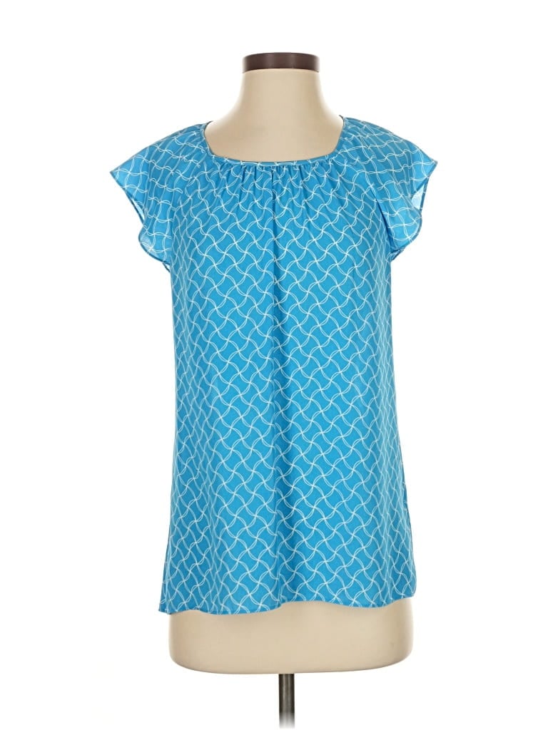 Pre-owned Banana Republic Short Sleeve Blouse In Blue