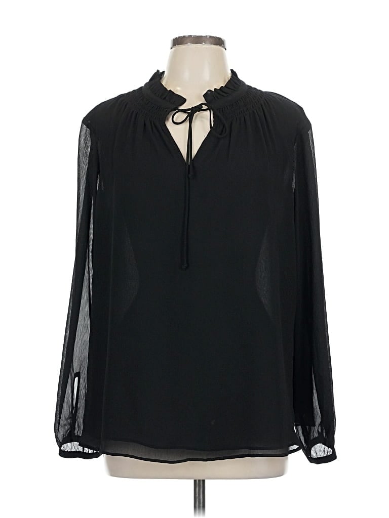 Pre-owned Ann Taylor Long Sleeve Blouse In Black