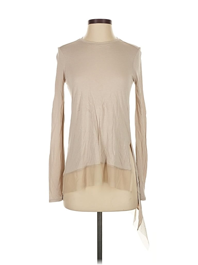 Pre-owned Bcbgmaxazria Long Sleeve Top Tan Turtleneck Tops In Brown