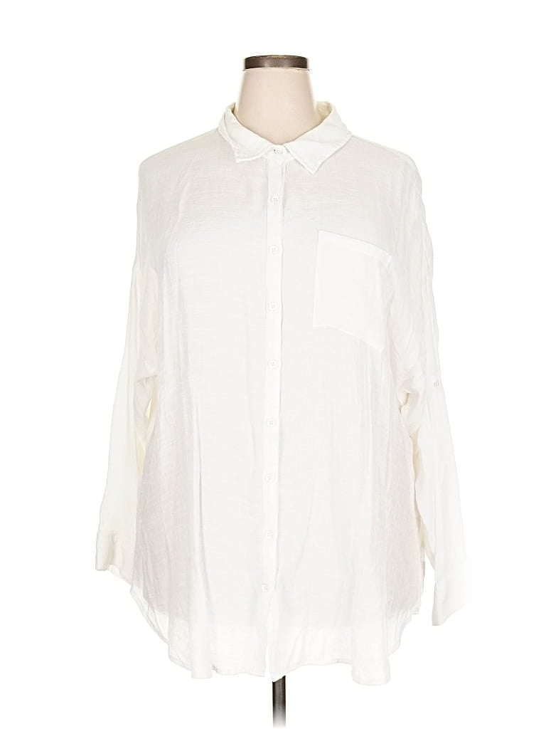 Pre-owned Torrid 3/4 Sleeve Blouse In White