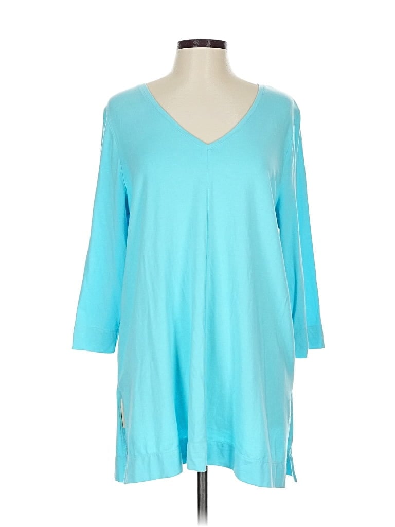 Pre-owned Chico's 3/4 Sleeve T-shirt In Blue