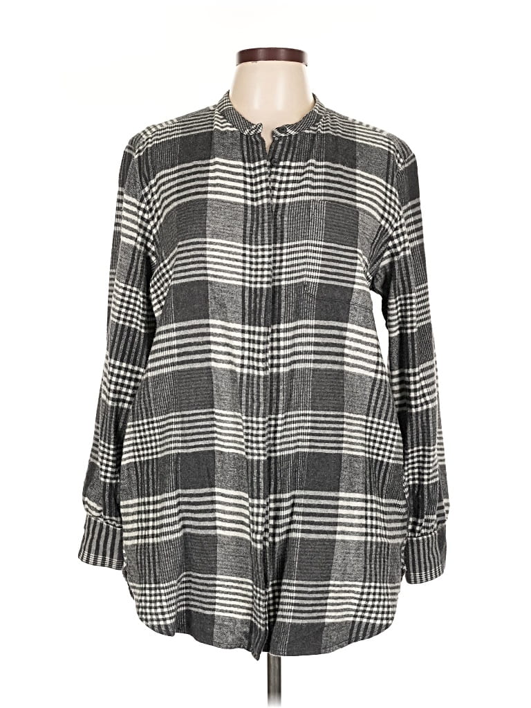 Pre-owned Lands' End Long Sleeve Button Down Shirt In Black