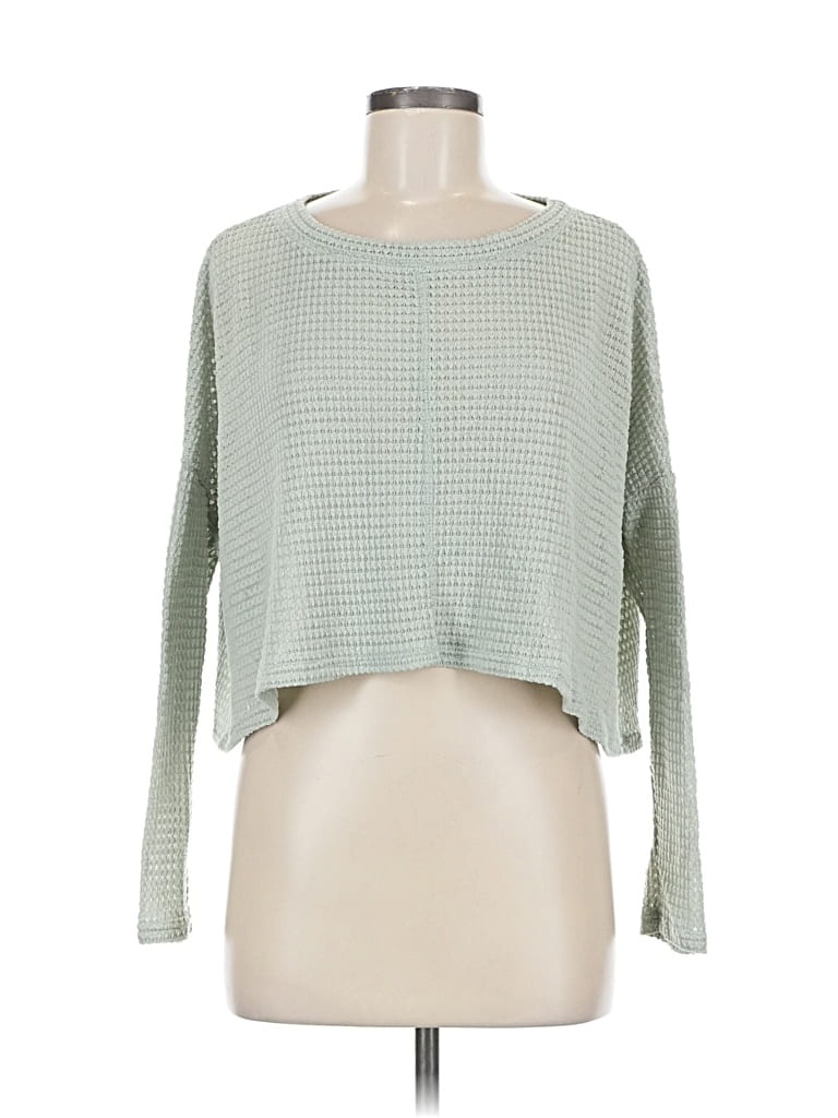 Pre-owned Gilli Long Sleeve Top Green Square Neckline Tops