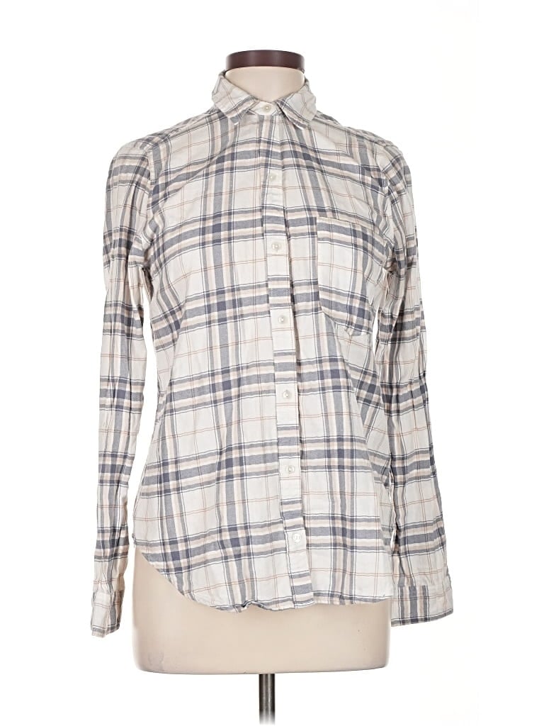 Pre-owned Abercrombie & Fitch Long Sleeve Button Down Shirt In White