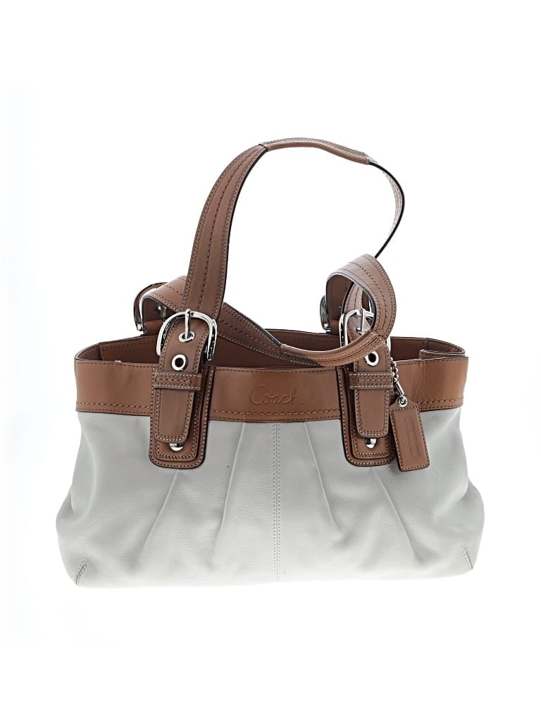 Pre-owned Coach Factory Leather Shoulder Bag In White